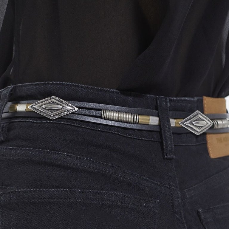 The Kooples Black Leather Belt with Western Buckle