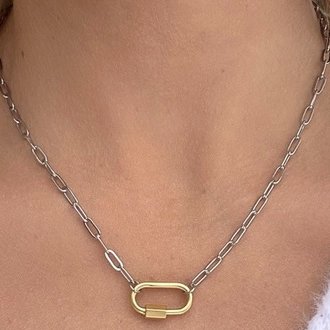 Clingy Carabiner Mixed Metal Necklace