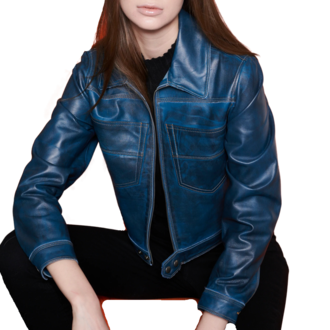 Jakett Hayden Vintage Waxed Leather Jacket Blue