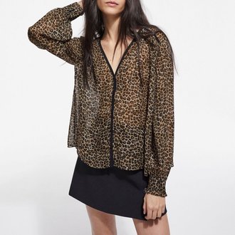 Sheer Leopard Print Blouse