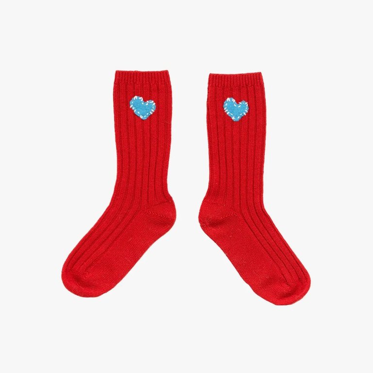 Kerri Rosenthal Morning Socks Patchwork Love Merry Red
