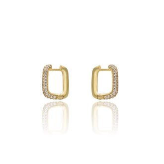 Kikichic Small CZ Rectangle Hoop Earrings  14k Gold Plated