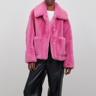 Traci Cropped Faux Fur Pink
