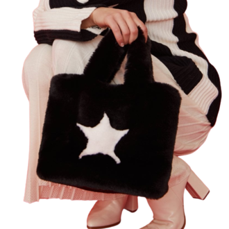 Faux Fur Star Bag Black
