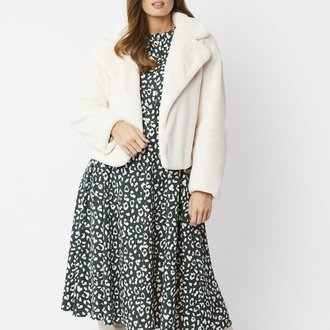 Cropped Faux Fur Jacket Winter White