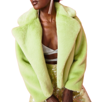 Cropped Faux Fur Jacket Green