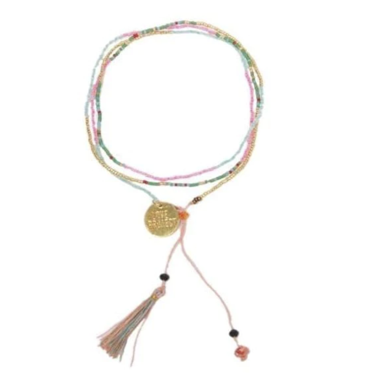 Love Is Project Bali UNITY Beaded Wrap/Necklace Peach