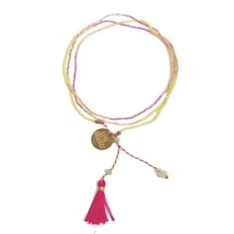 Love Is Project Bali UNITY Beaded Wrap/Necklace Pink