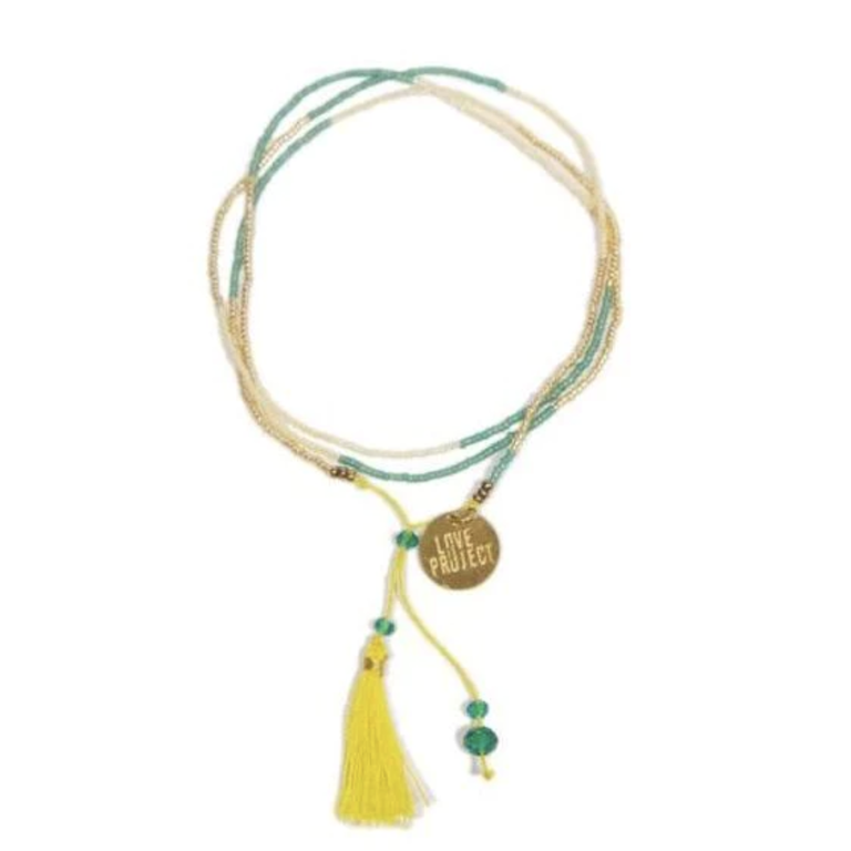 Love Is Project Bali UNITY Beaded Wrap/Necklace Yellow