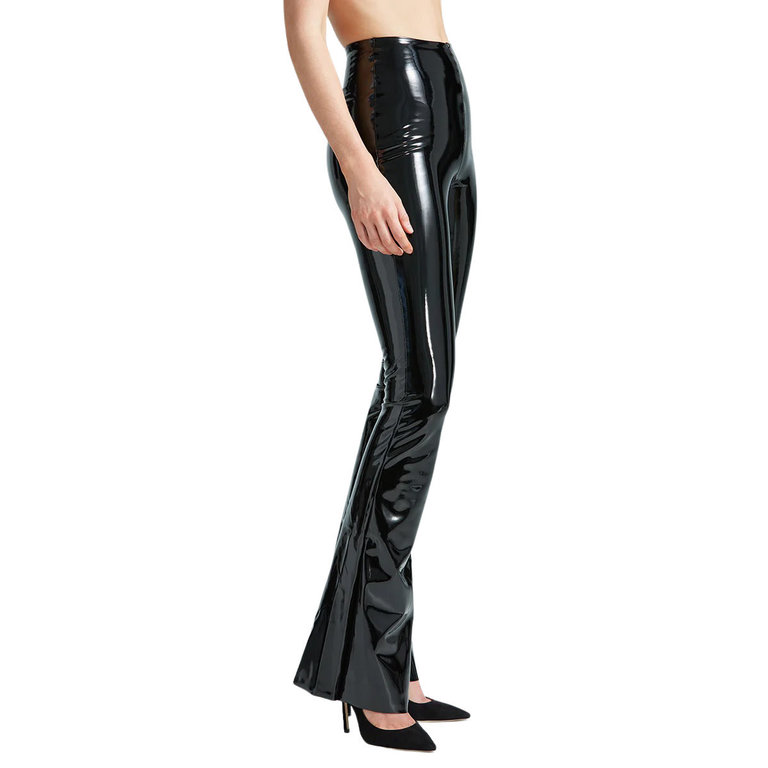 Faux Patent Leather Flare Legging Black
