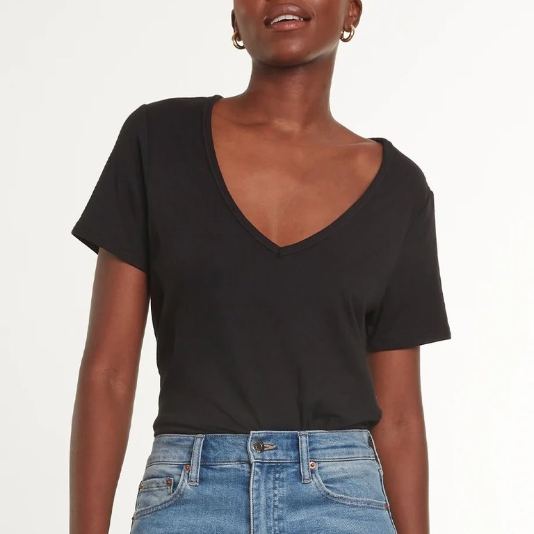 Cloud Short Sleeve V-Neck Tee Black