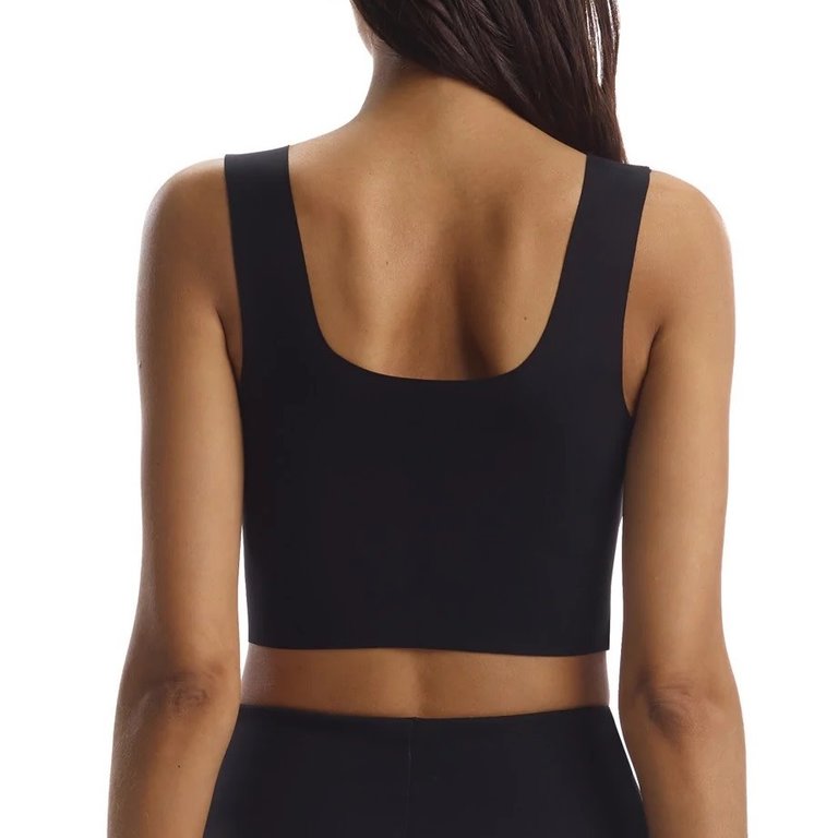 Neoprene Square Neck Crop Top Black