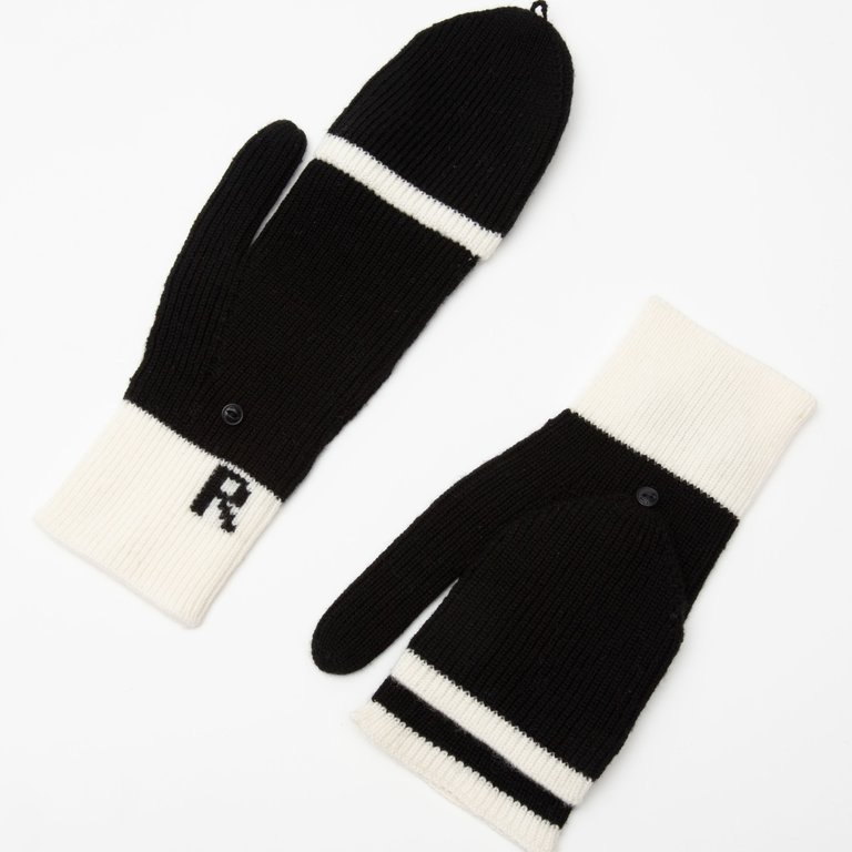 Rag & Bone Margo Fingerless Gloves Black/White