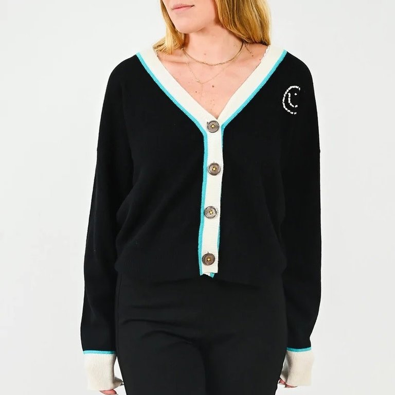 Kerri Rosenthal Liv Cardi Contrast Trim Black