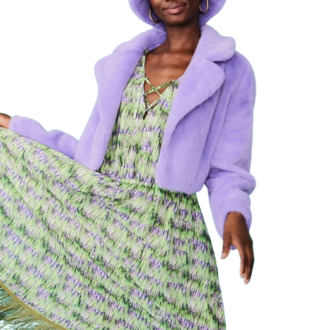 Cropped Faux Fur Jacket Lavender