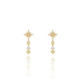 Kikichic CZ Dangling Starburst Stud Earrings 14k Gold Vermeil