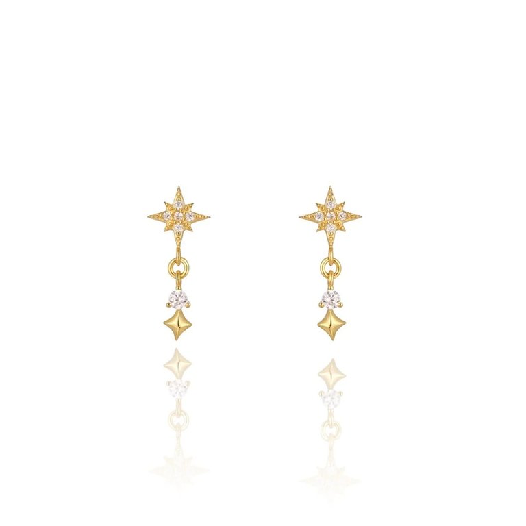 Kikichic CZ Dangling Starburst Stud Earrings Gold