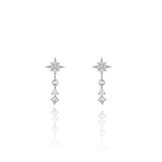 Kikichic CZ Dangling Starburst Stud Earrings  Silver