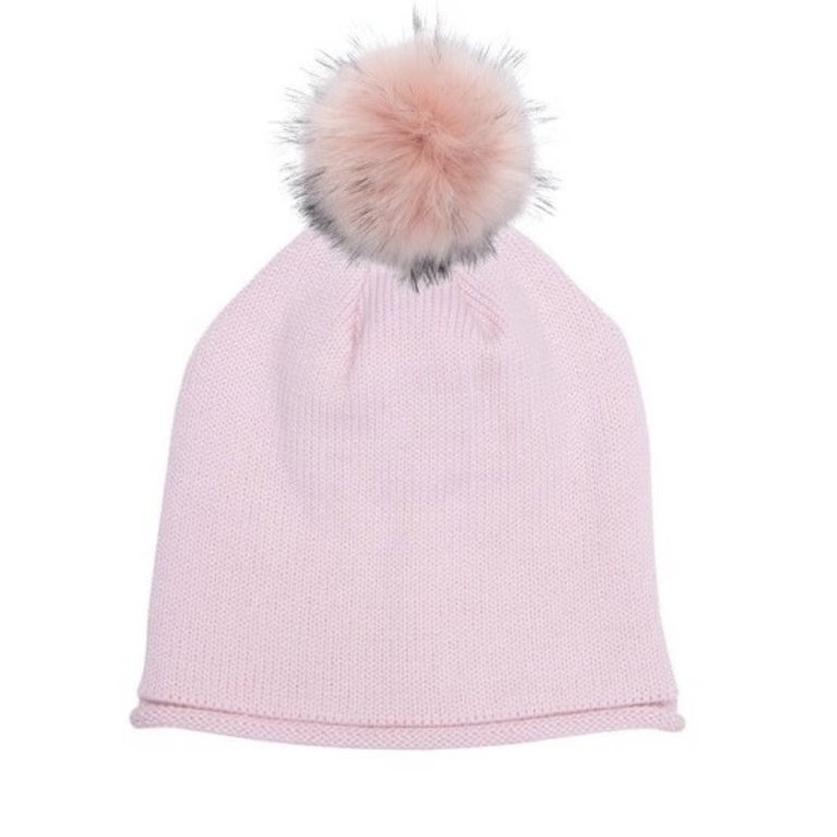 LindoF Canada Glossy Beanie With Pom Pink Dust