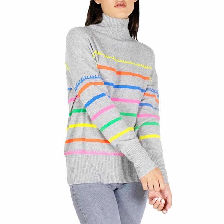 Autumn Cashmere Multi Colored Breton Stripe Mock