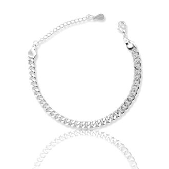 Kikichic Thin Cuban Chain Link Bracelet Silver