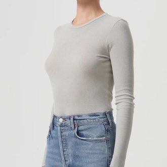 Agolde Shona Long Sleeve Tee Rice Paper