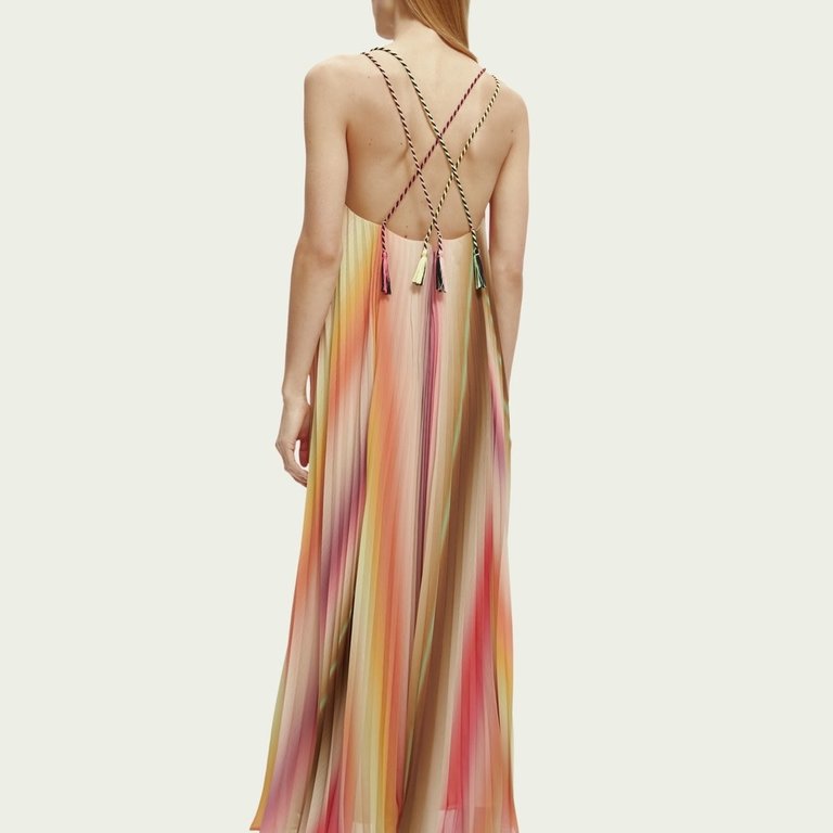 Scotch & Soda Pleated Rainbow Ombre Maxi Dress