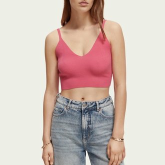 Knitted Crop Bralette in Pink Punch