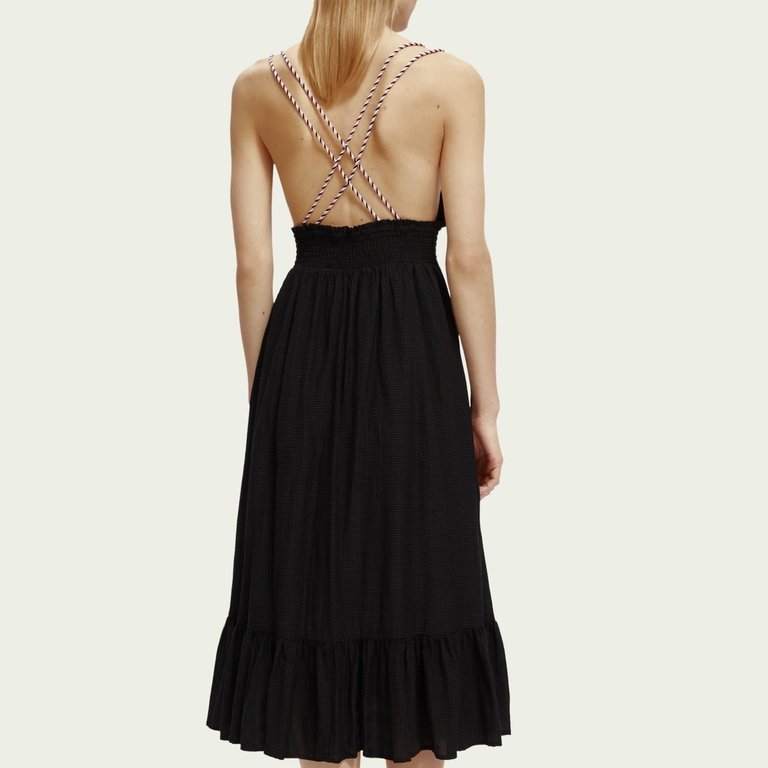 Smock Waistband Maxi Dress Black