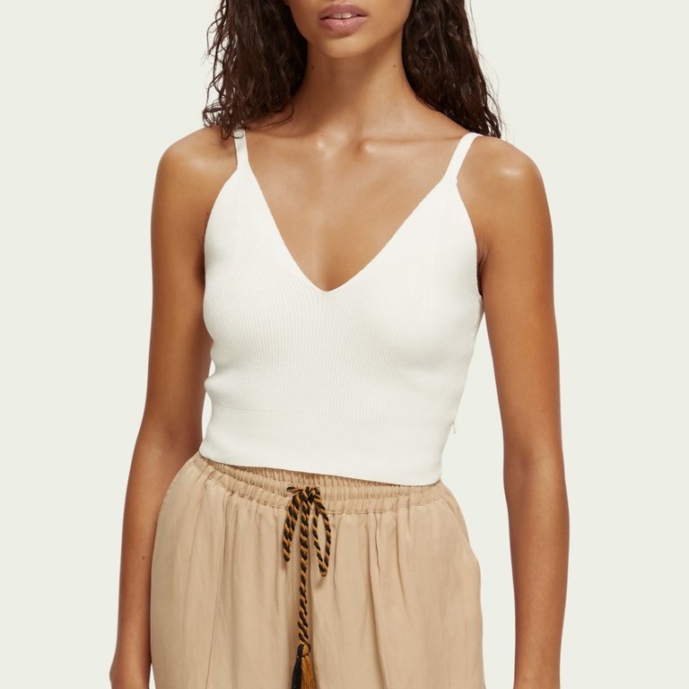 Scotch & Soda Knitted Crop Bralette Top White