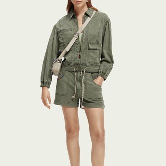 Drapy Utility Jacket Olive Green