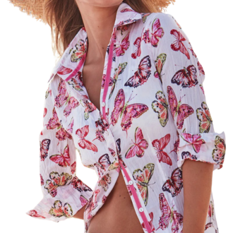 Cino Butterflies Blouse Coral