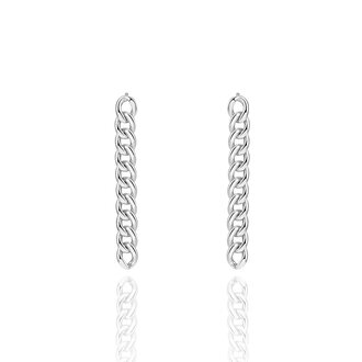 Kikichic Curb Chain Long Earrings Silver