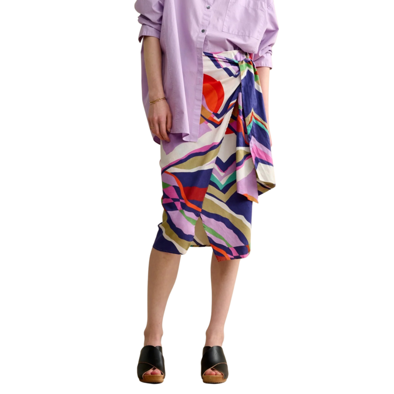 Belle rose Solvay Woven Wrap Skirt Multi Color