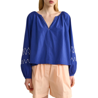 Belle rose Fanny Blouse in Blueworker