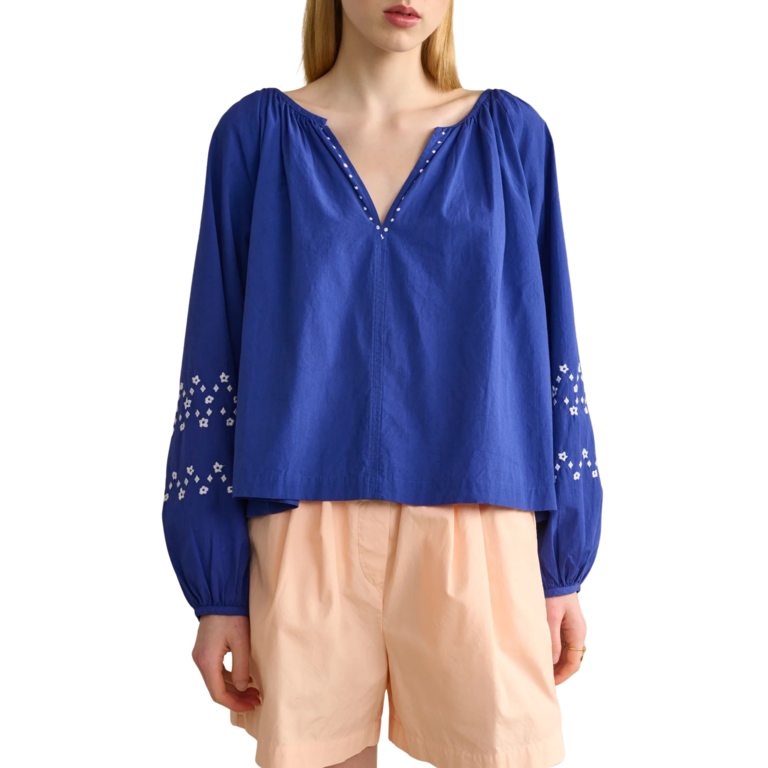 Belle rose Fanny Blouse in Blueworker