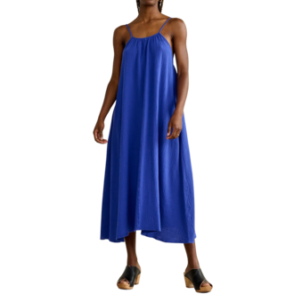 Zarchive Belle rose Pompei BlueWorker Linen Maxi Dress