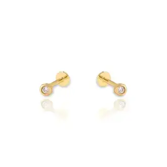 Kikichic Bezel Set Screw Flat Back Earrings Gold