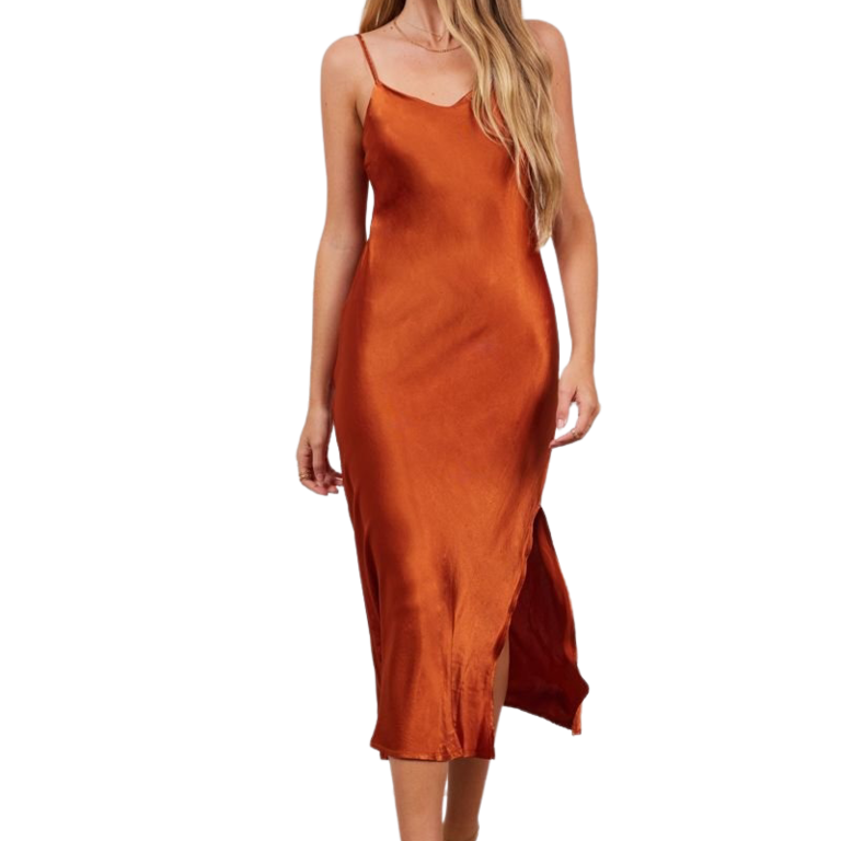 LA Made Winner Silky Chemise Dress Copper
