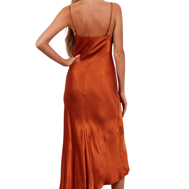 LA Made Winner Silky Chemise Dress Copper