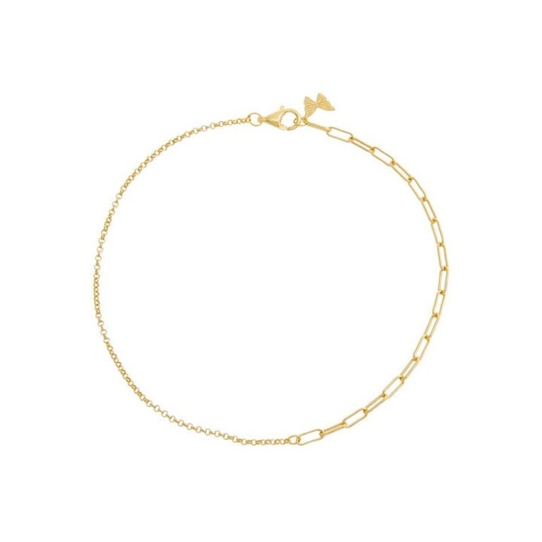 Adina’s Jewels Mixed Chain Anklet Gold (Sterling Silver Gold Plated)