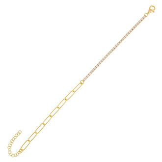 Adina’s Jewels Colored Tennis Link Bracelet Gold (Sterling Silver Gold Plated)