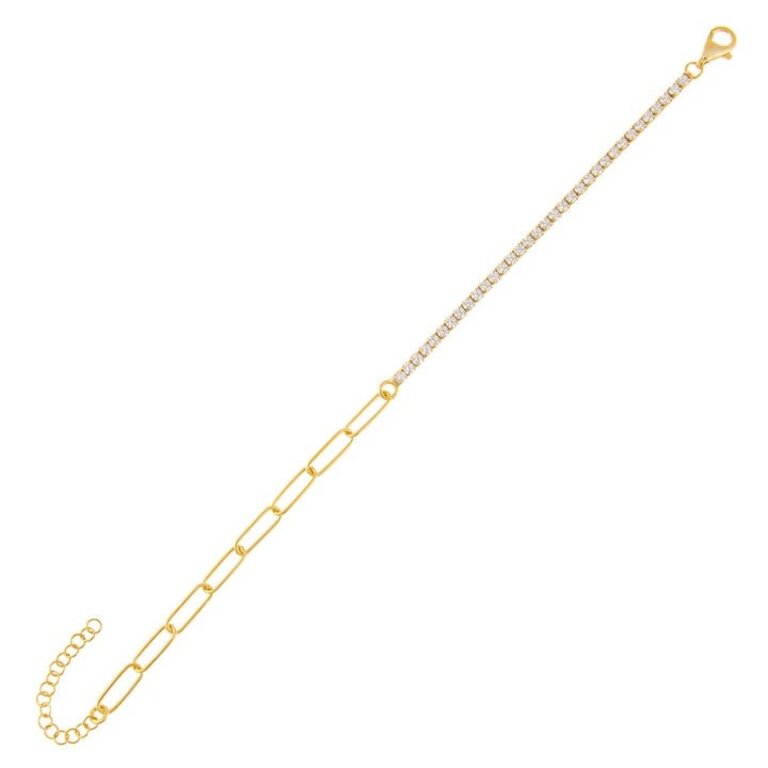 Adina’s Jewels Colored Tennis Link Bracelet Gold (Sterling Silver Gold Plated)