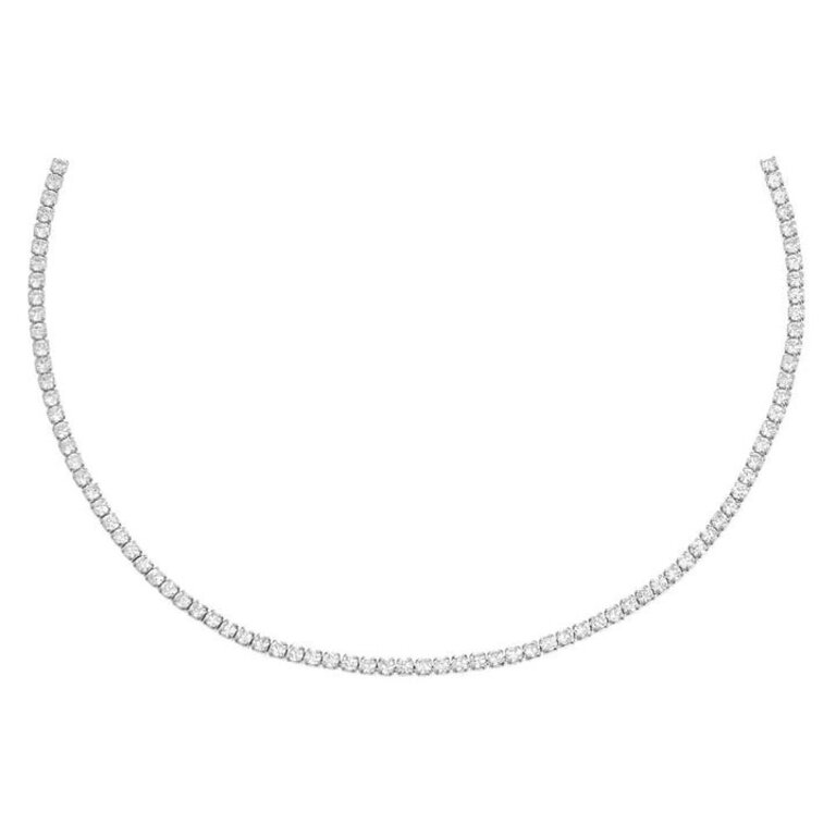 Adina’s Jewels Thin Tennis Choker Silver (Sterling Silver)