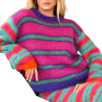 Rose Carmine Sweater O Cool Stripes Strongs