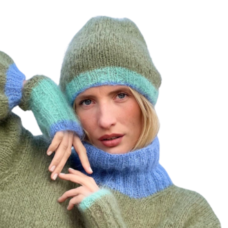 Rose Carmine Hat Colorblock Tricolor Kaki