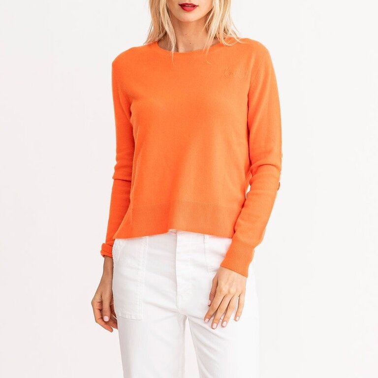 Kerri Rosenthal Patchwork Pullover Sweater Neon Orange