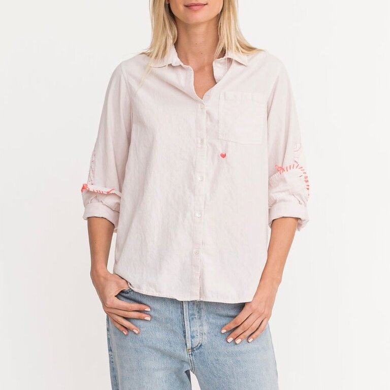 Kerri Rosenthal Mia Shirt Quilted Patch Icy Pink