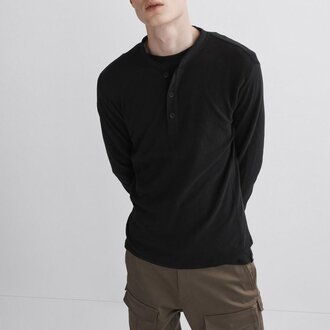 Rag & Bone Classic Henley Shirt Jet Black