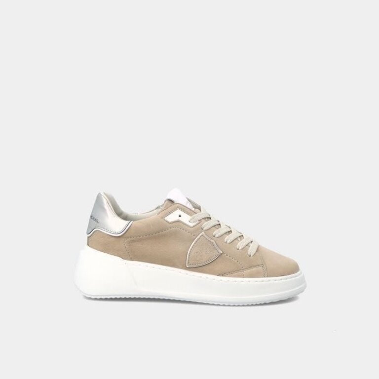 Philippe Model Tres Temple Low Women’s Sneakers Beige And Silver